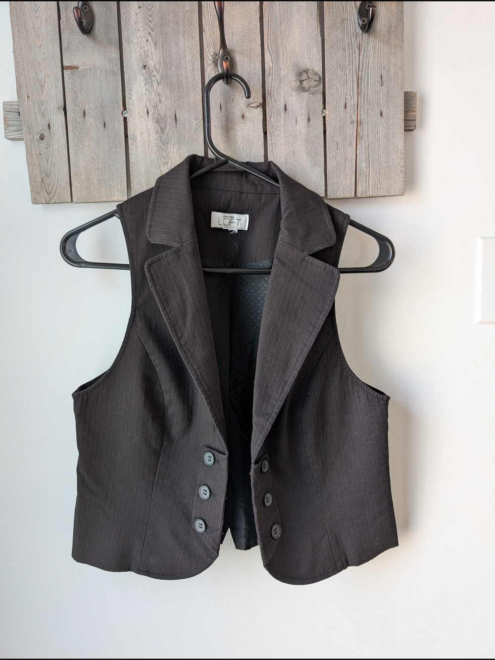 Ann Taylor LOFT Black Pinstripe Tailored Vest